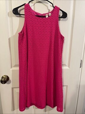 Tacera Hot Pink Lace Sleeveless Shift Dress
